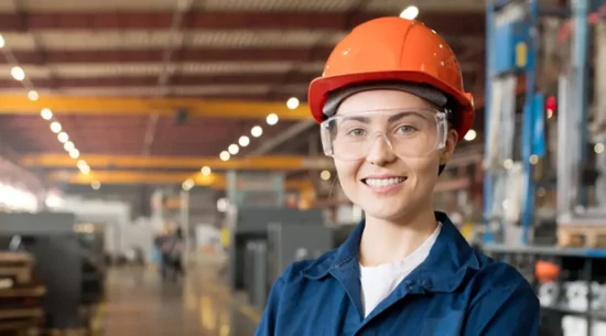 Girl in manufacturing facility