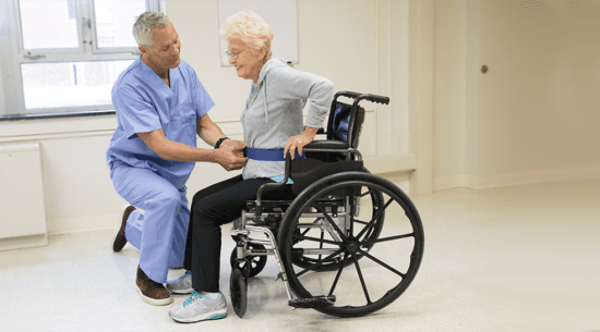 Help patient in wheelchair